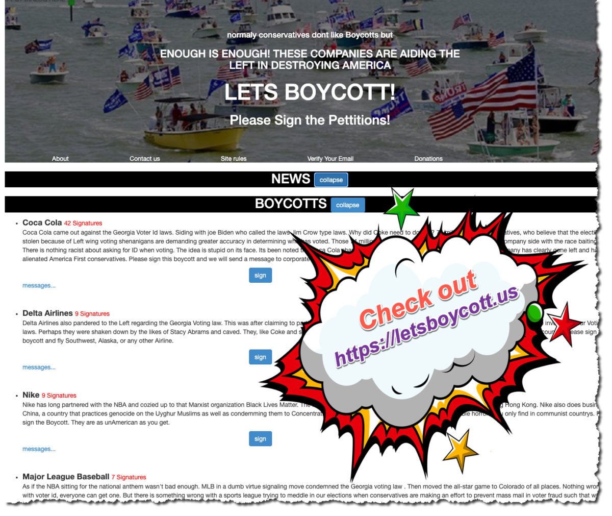check out letsboycott.us post-8ad9120b